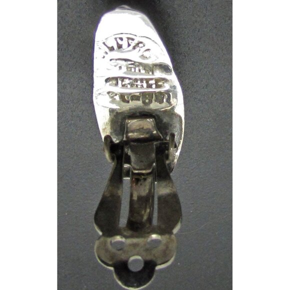 Taxco Black Onyx Clip On Earrings Sterling Silver Oval Mexico 925 - Picture 4 of 4